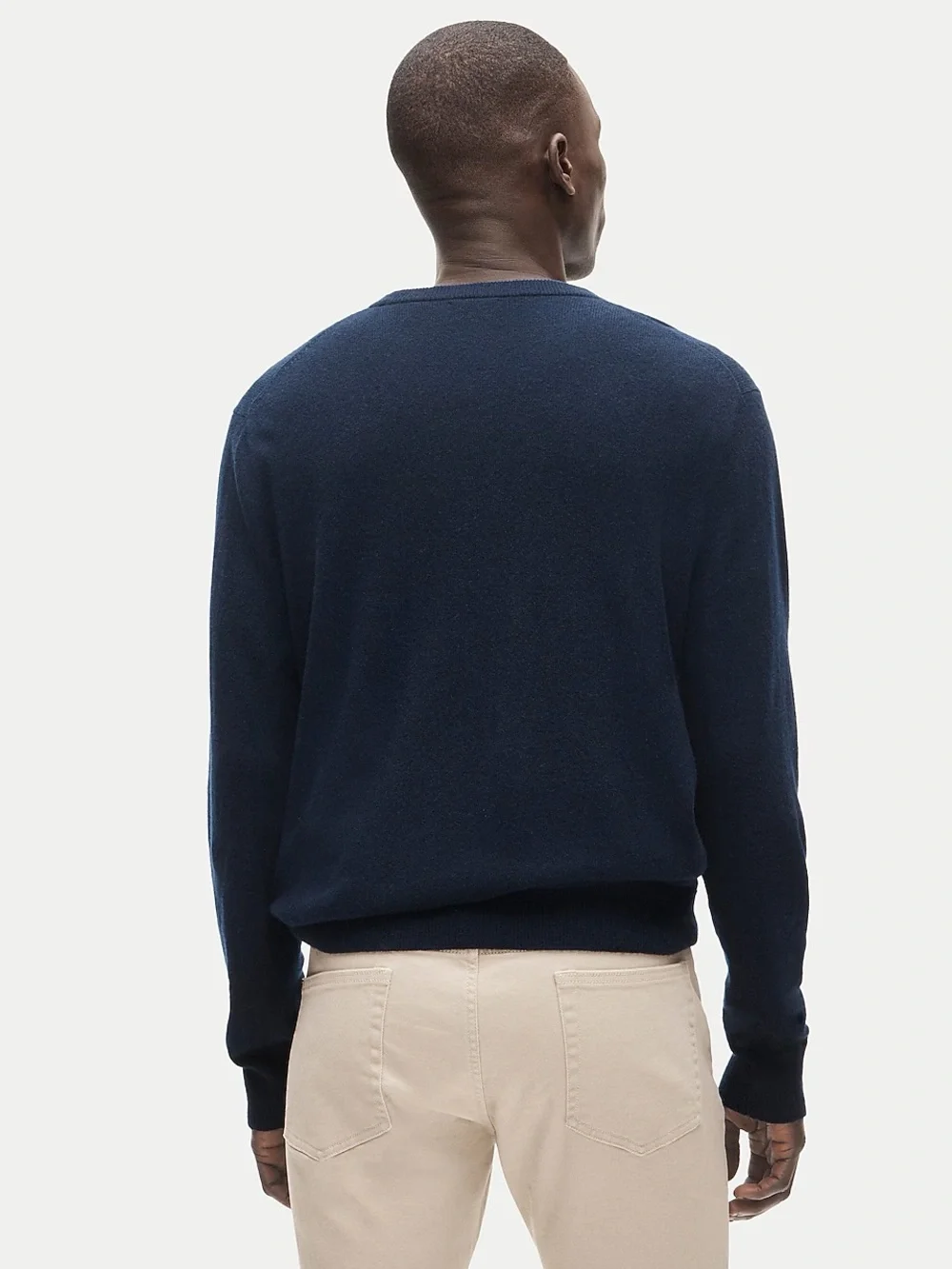 J.Crew Men’s Navy Blue Cotton-Cashmere Piqué Crewneck Sweater, Size Large
